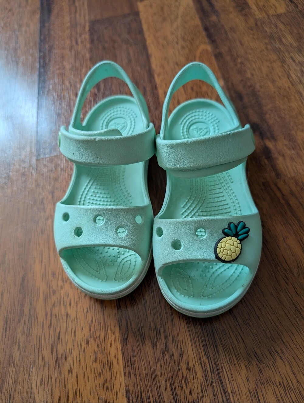 Crocs Kids Mint Green Sandals with Pineapple Charm